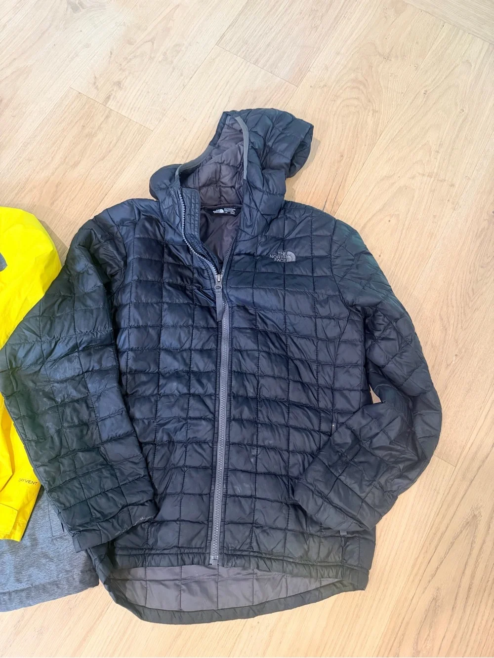 The North Face 3 in 1 Yellow and Gray Hooded Jacket